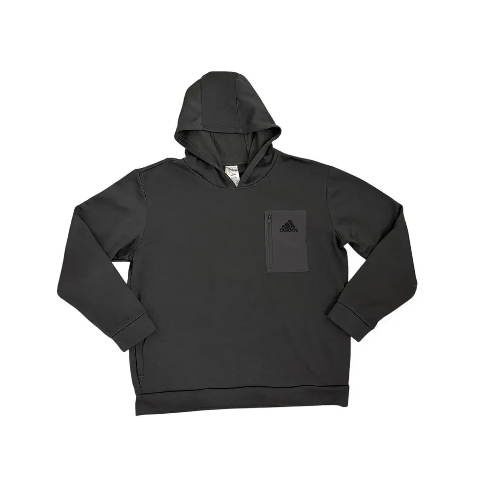 Adidas Hoodie Gray Classic Fit Fleece Pullover Hooded Sweatshirt Men's XL